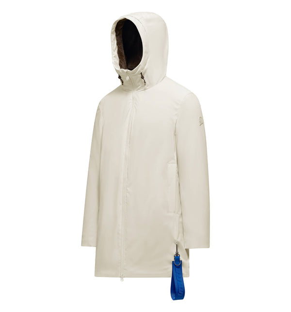 Men's long jacket with removable keychain
