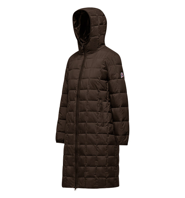 Lange Damenjacke mit Kapuze