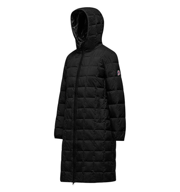 Lange Damenjacke mit Kapuze
