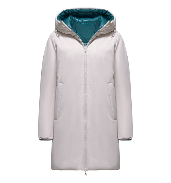 Women's long reversible hooded down jacket - 5030 / XS