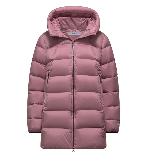 Piumino lungo da donna con cappuccio e zip - 75 / L