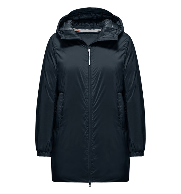 Giacca lunga da donna con imbottitura sintetica e cappuccio - 205 / XS