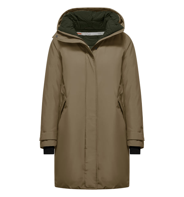 Parka lungo da donna con cappuccio e imbottitura sintetica - 142 / M