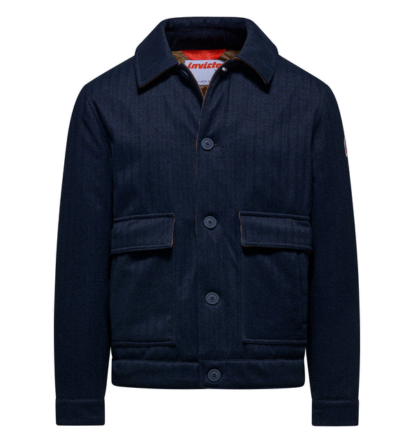 Wattierte Herrenjacke mit Kragen und Knöpfen - 297 / XS