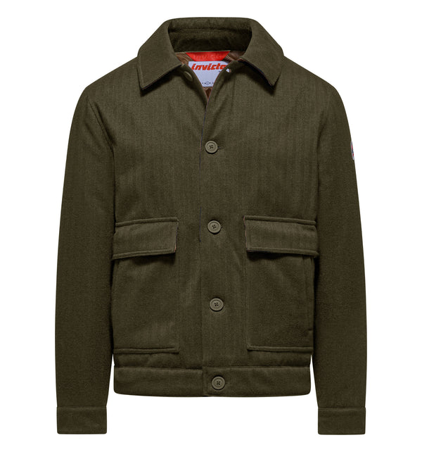 Wattierte Herrenjacke mit Kragen und Knöpfen - 313 / XS