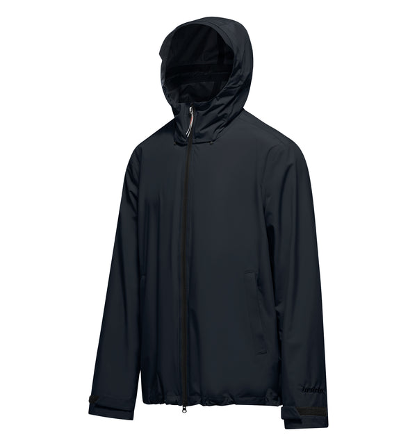 Giacca lunga da uomo non foderata con cappuccio e chiusura a zip resistente all'acqua