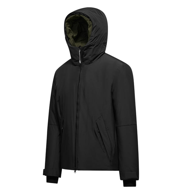 Giaccone lungo da uomo con cappuccio e imbottitura sintetica