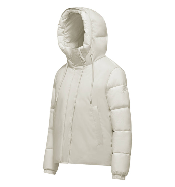 Women's hooded bi-material jacket