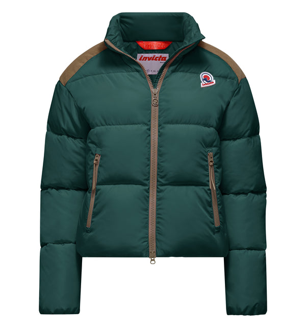 Women's bi-material puffer jacket with high collar - 367 / XS