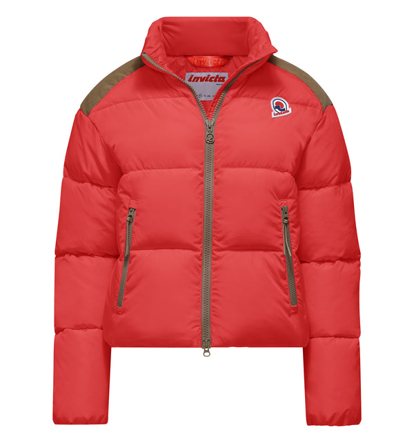 Women's bi-material puffer jacket with high collar - 40 / S