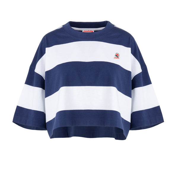 T-shirt cropped da donna in cotone a righe - 264 / XS