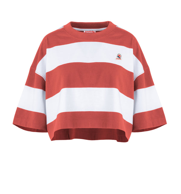 T-shirt cropped da donna in cotone a righe - 40 / XS